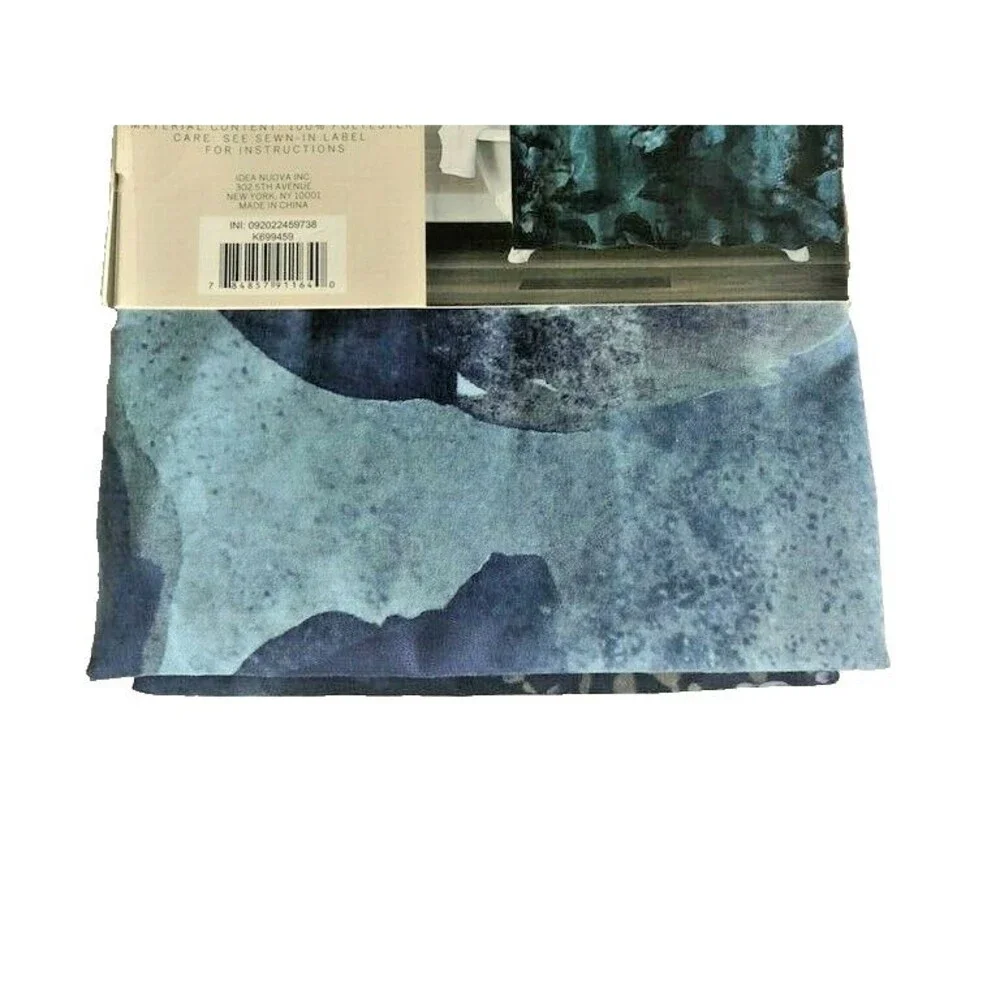 Idea Nuova Fabric Shower Curtain Floral Bathroom Spring Blue Watercolor 72x72